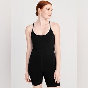 Old Navy Powerchill Romper Bodysuit Black Racerback One Piece Size Medium